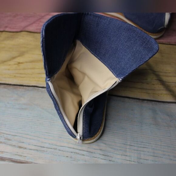 Women's Open Toe Denim Ankle Flip Flop Shoes Size 7 - Picture 3 of 4